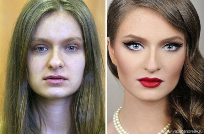 Фото до и после макияжа